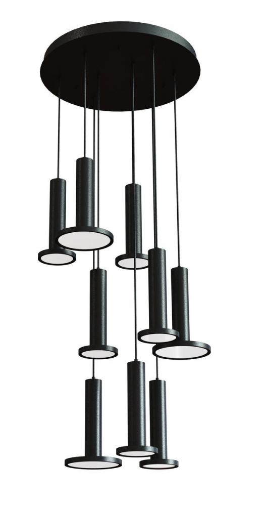 Luna 9 Light LED Round Pendant,120V,3000K,Black