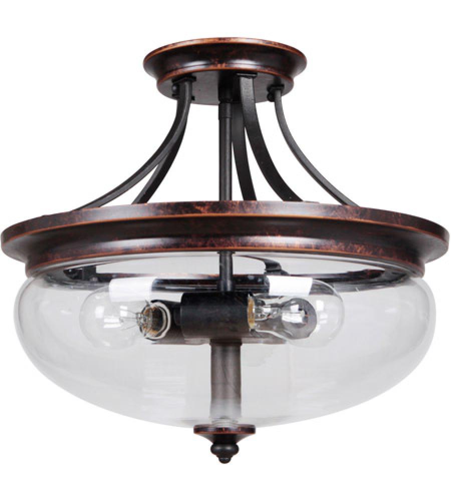 Stafford 3 Light Semi Flush in Aged Bronze/Textured Black