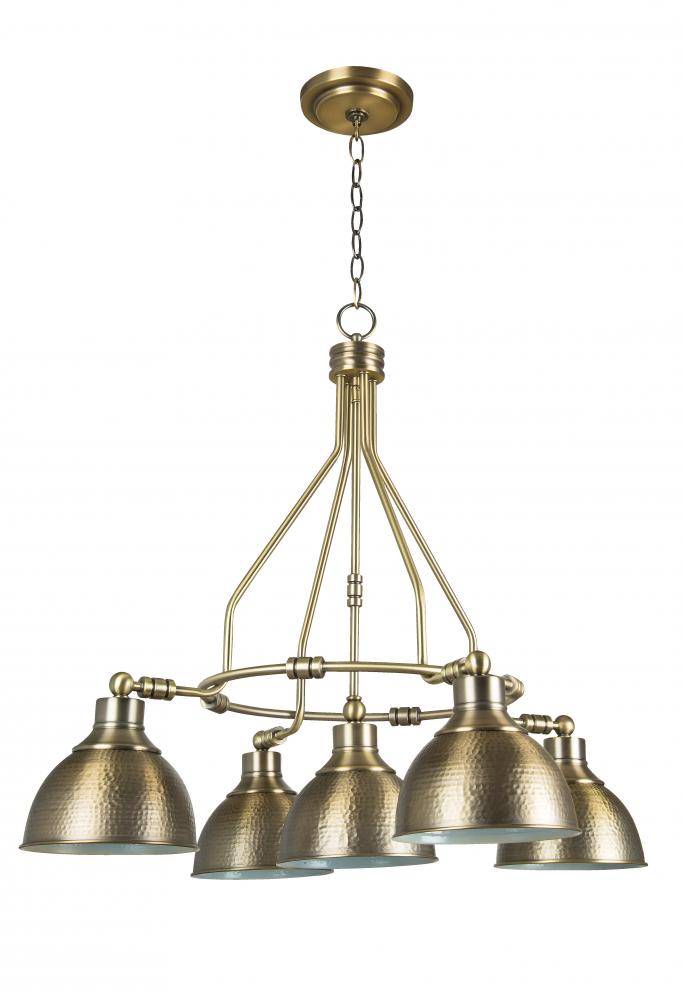 Timarron 5 Light Down Chandelier in Legacy Brass