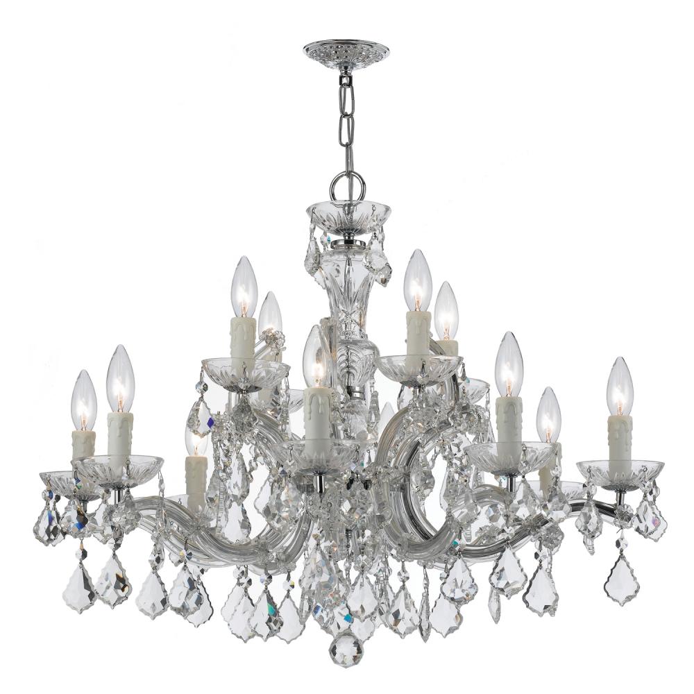 Maria Theresa 12 Light Clear Italian Crystal Polished Chrome Chandelier