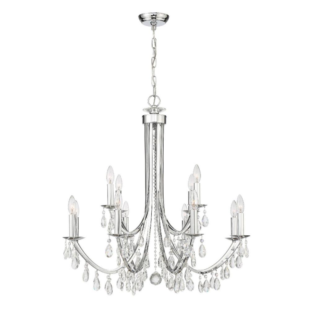 Bridgehampton 12 Light Hand Cut Crystal Polished Chrome Chandelier