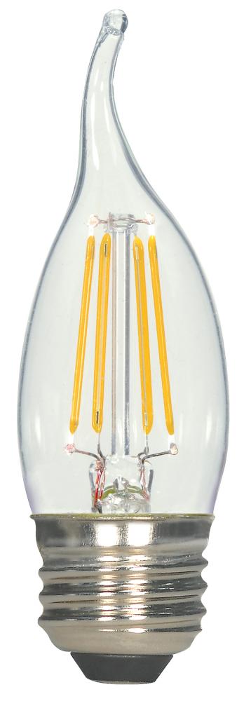 5.5 Watt CA11 LED; Flame tip shape; Clear; Medium base; 2700K; 500 Lumens; 120 Volt