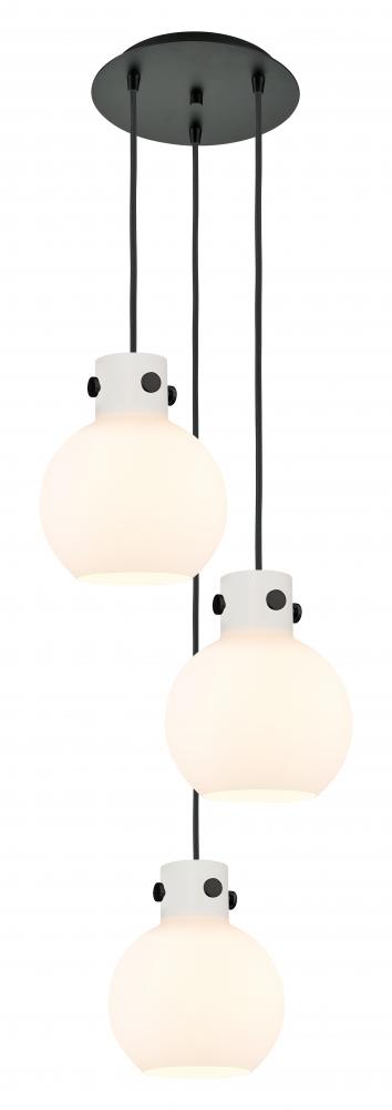 Newton Sphere - 3 Light - 16 inch - Matte Black - Cord hung - Multi Pendant