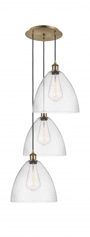 Bristol - 3 Light - 19 inch - Antique Brass - Cord Hung - Multi Pendant