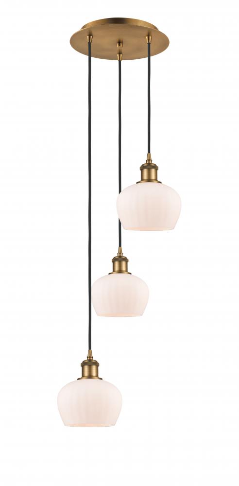 Fenton - 3 Light - 13 inch - Brushed Brass - Cord Hung - Multi Pendant