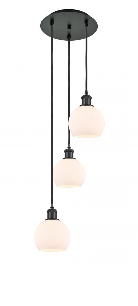 Athens - 3 Light - 12 inch - Matte Black - Cord Hung - Multi Pendant