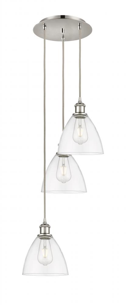 Bristol - 3 Light - 14 inch - Polished Nickel - Cord Hung - Multi Pendant