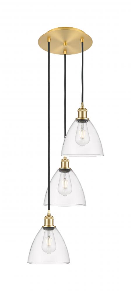 Bristol - 3 Light - 14 inch - Satin Gold - Cord Hung - Multi Pendant