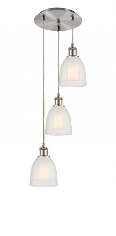 Brookfield - 3 Light - 12 inch - Brushed Satin Nickel - Cord Hung - Multi Pendant