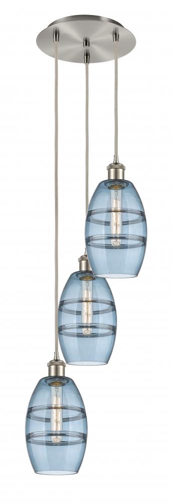 Vaz - 3 Light - 12 inch - Brushed Satin Nickel - Cord hung - Multi Pendant