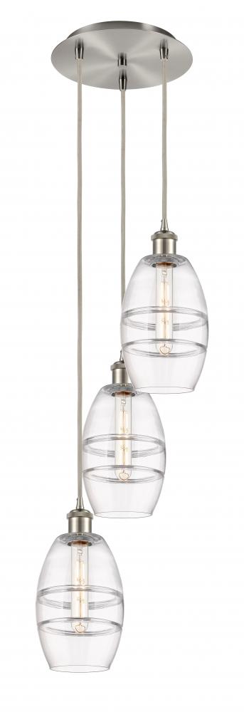 Vaz - 3 Light - 12 inch - Brushed Satin Nickel - Cord hung - Multi Pendant