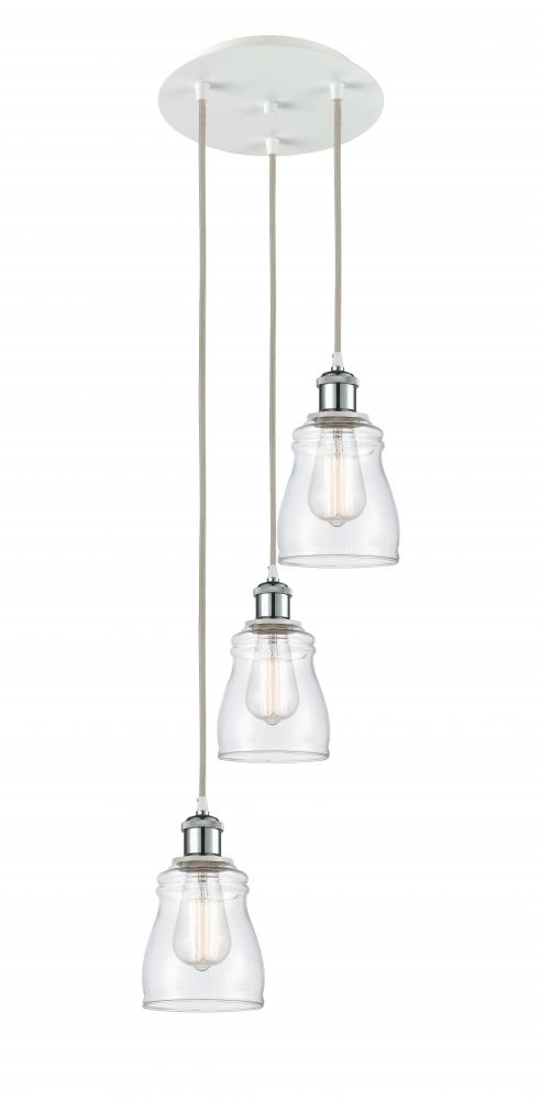 Ellery - 3 Light - 12 inch - White Polished Chrome - Cord Hung - Multi Pendant