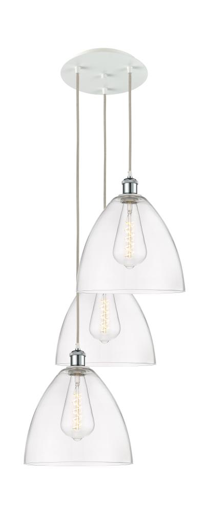 Bristol - 3 Light - 19 inch - White Polished Chrome - Cord Hung - Multi Pendant