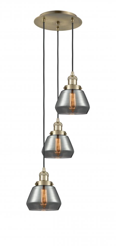 Fulton - 3 Light - 14 inch - Antique Brass - Cord hung - Multi Pendant