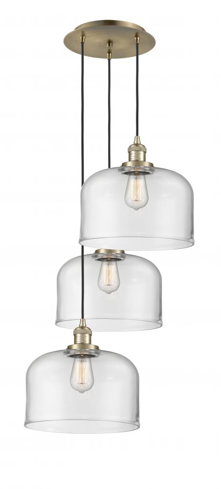 Cone - 3 Light - 18 inch - Antique Brass - Cord hung - Multi Pendant