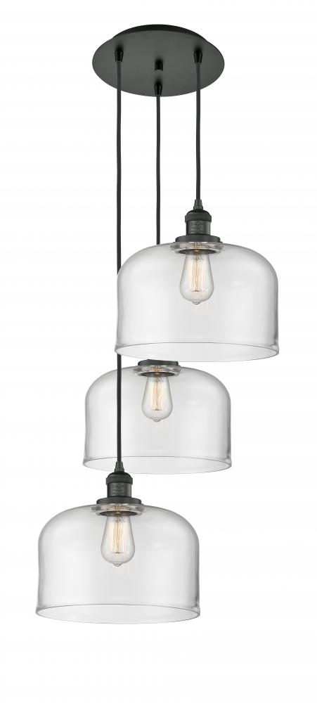 Cone - 3 Light - 18 inch - Matte Black - Cord hung - Multi Pendant