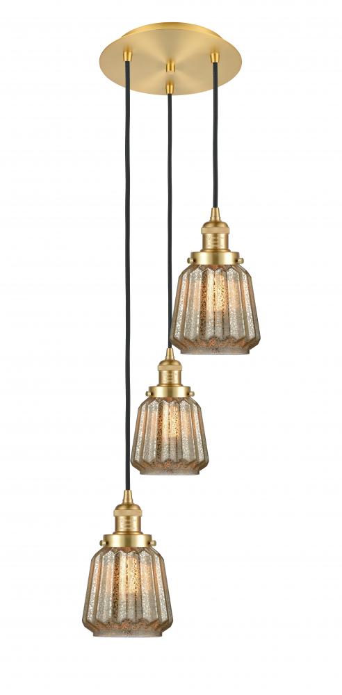 Chatham - 3 Light - 14 inch - Satin Gold - Cord hung - Multi Pendant