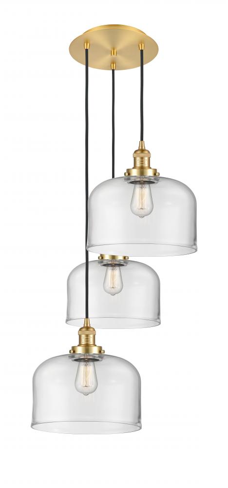 Cone - 3 Light - 18 inch - Satin Gold - Cord hung - Multi Pendant