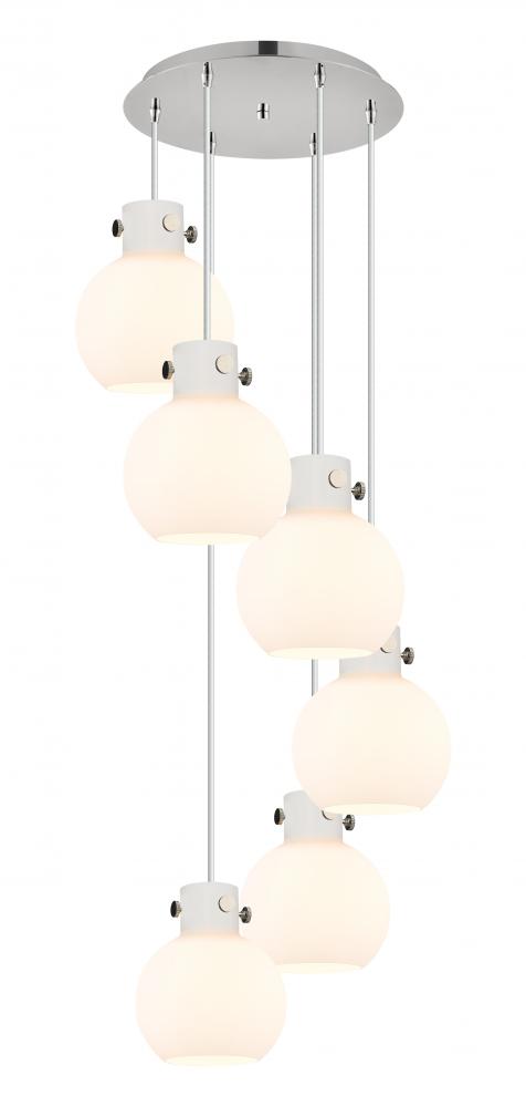 Newton Sphere - 6 Light - 19 inch - Polished Nickel - Cord hung - Multi Pendant