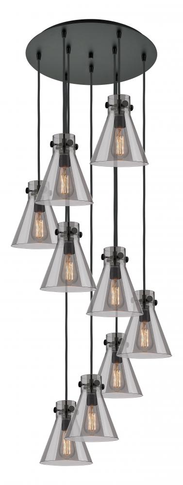 Newton Cone - 9 Light - 22 inch - Matte Black - Multi Pendant