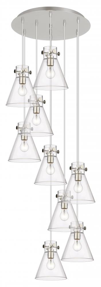 Newton Cone - 9 Light - 22 inch - Polished Nickel - Multi Pendant