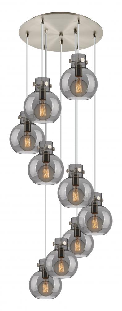 Newton Sphere - 9 Light - 22 inch - Brushed Satin Nickel - Cord hung - Multi Pendant