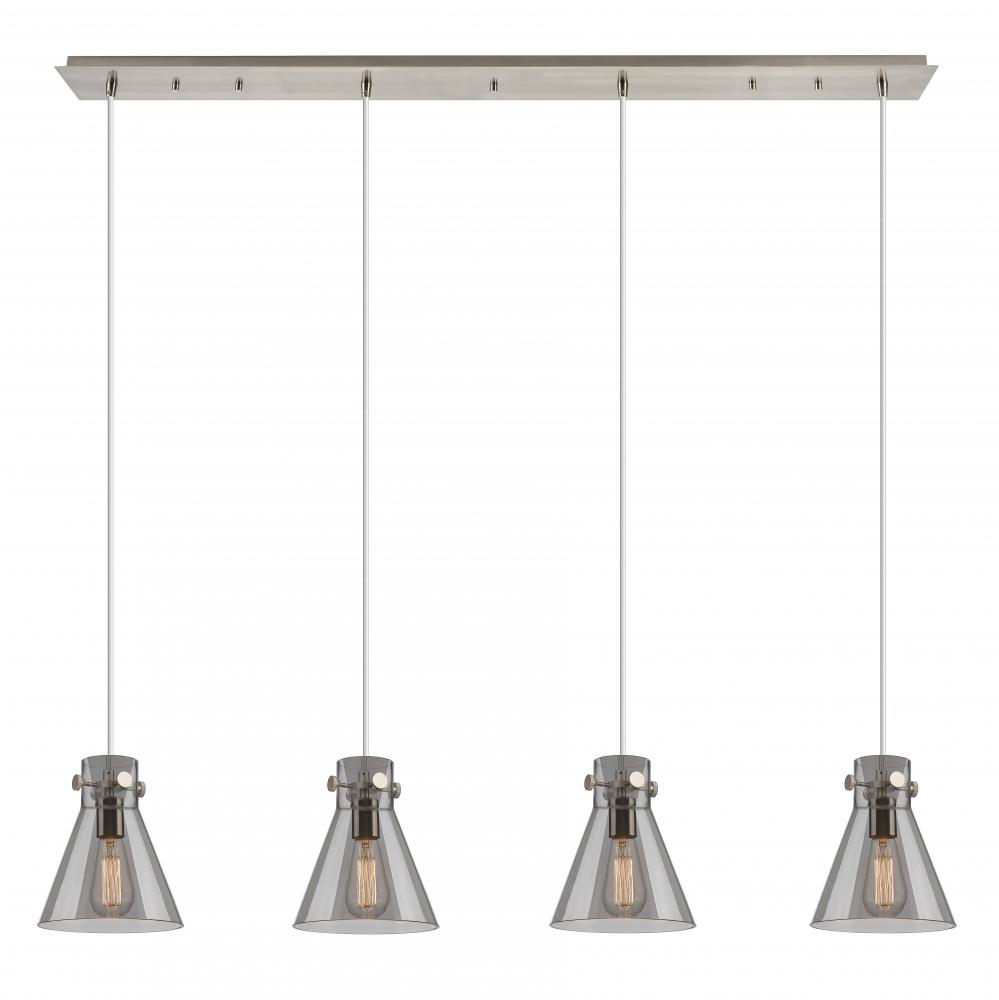 Newton Cone - 4 Light - 52 inch - Brushed Satin Nickel - Linear Pendant