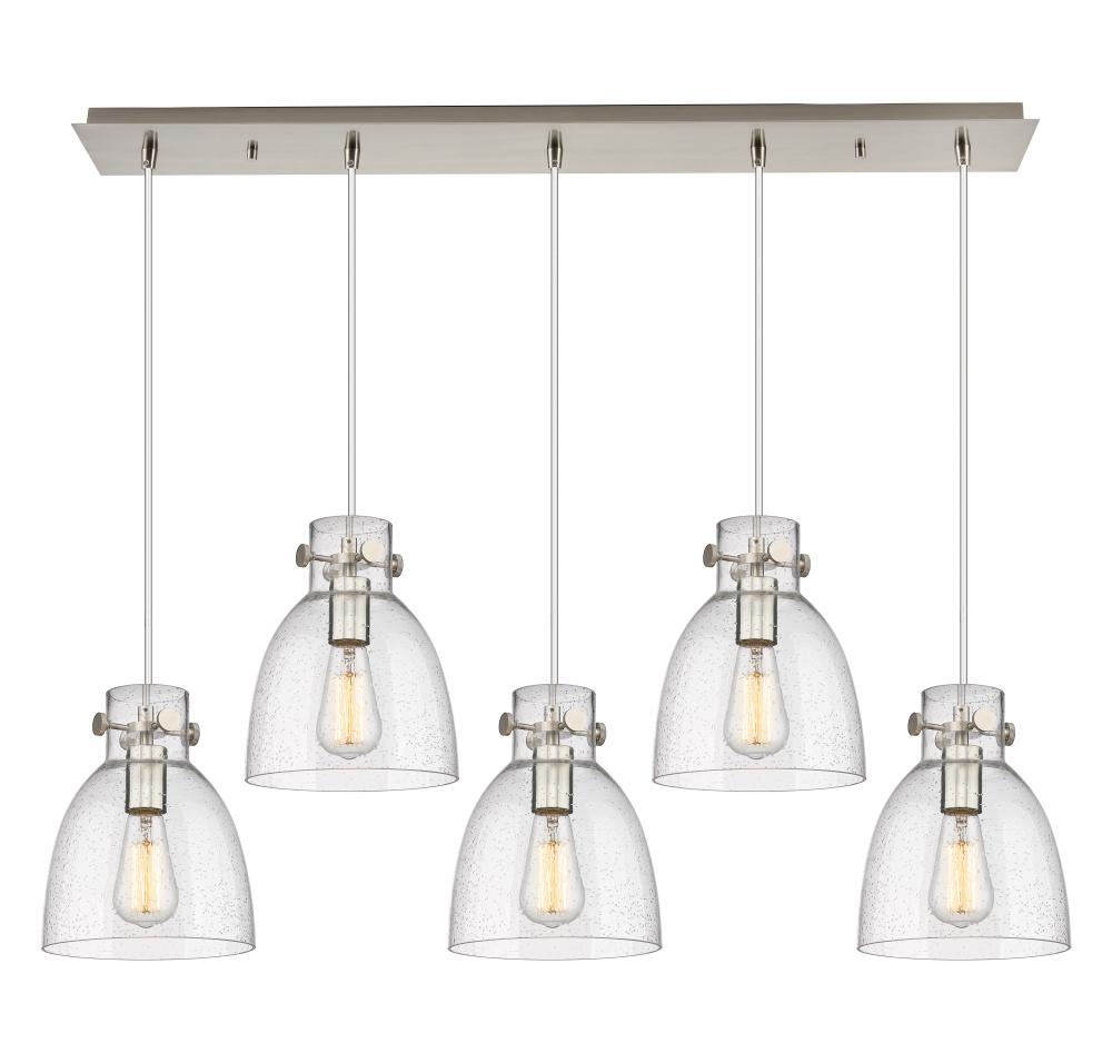 Newton Bell - 5 Light - 40 inch - Brushed Satin Nickel - Linear Pendant