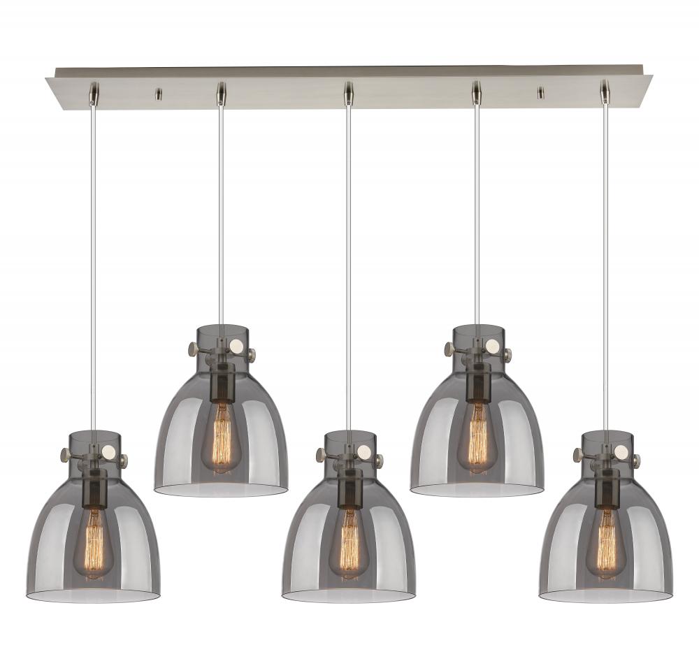 Newton Bell - 5 Light - 40 inch - Brushed Satin Nickel - Linear Pendant