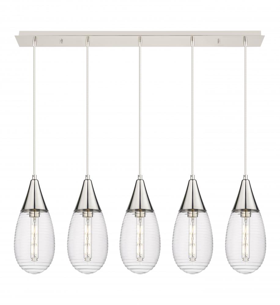 Malone - 5 Light - 38 inch - Polished Nickel - Linear Pendant