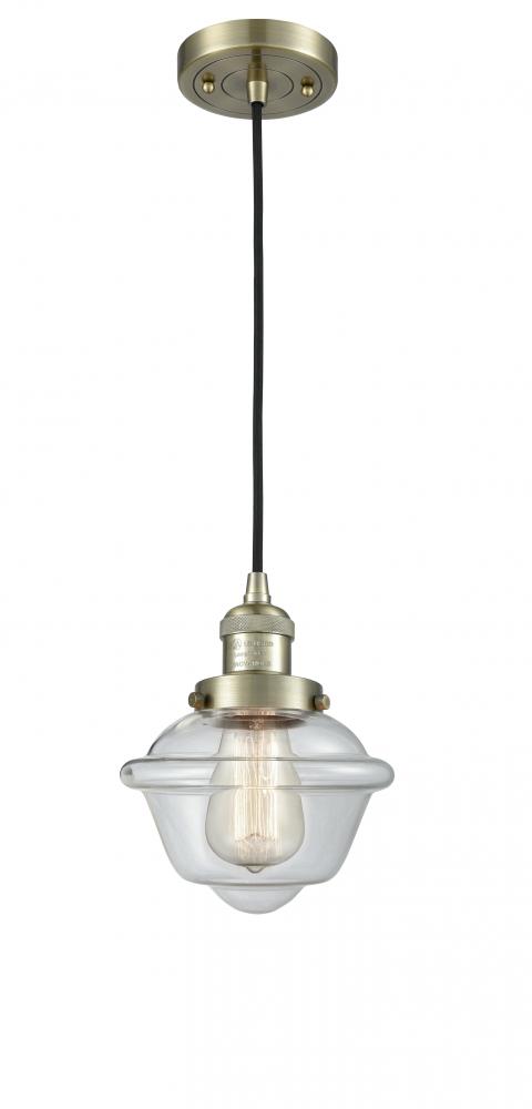 Oxford - 1 Light - 7 inch - Antique Brass - Cord hung - Mini Pendant