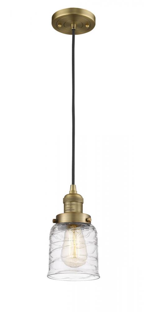 Bell - 1 Light - 5 inch - Brushed Brass - Cord hung - Mini Pendant