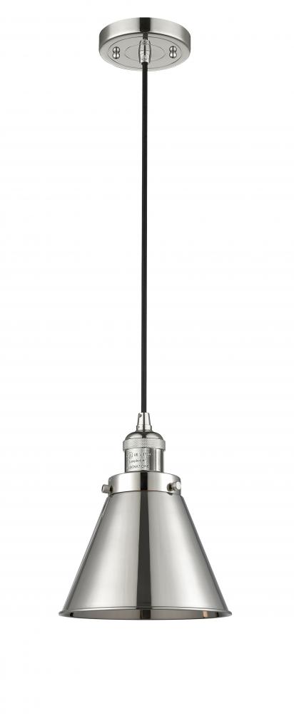 Appalachian - 1 Light - 8 inch - Polished Nickel - Cord hung - Mini Pendant