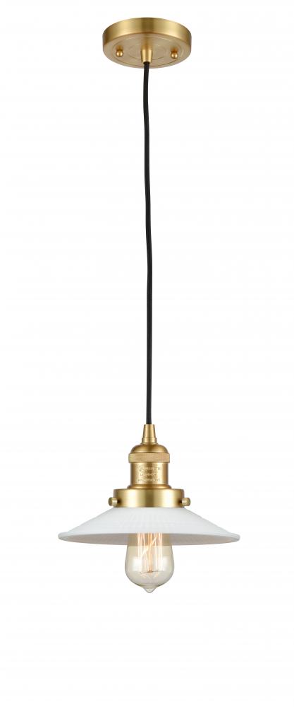 Halophane - 1 Light - 9 inch - Satin Gold - Cord hung - Mini Pendant