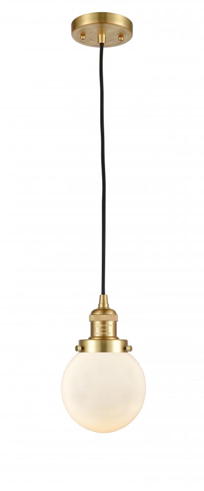 Beacon - 1 Light - 6 inch - Satin Gold - Cord hung - Mini Pendant