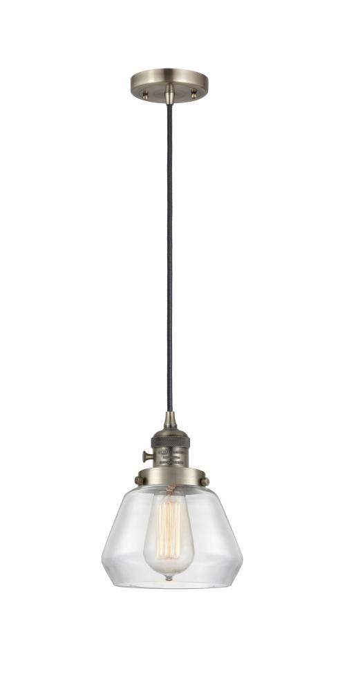 Fulton - 1 Light - 7 inch - Antique Brass - Cord hung - Mini Pendant