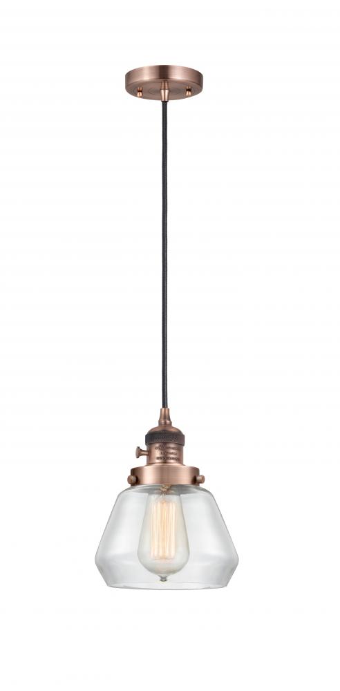 Fulton - 1 Light - 7 inch - Antique Copper - Cord hung - Mini Pendant