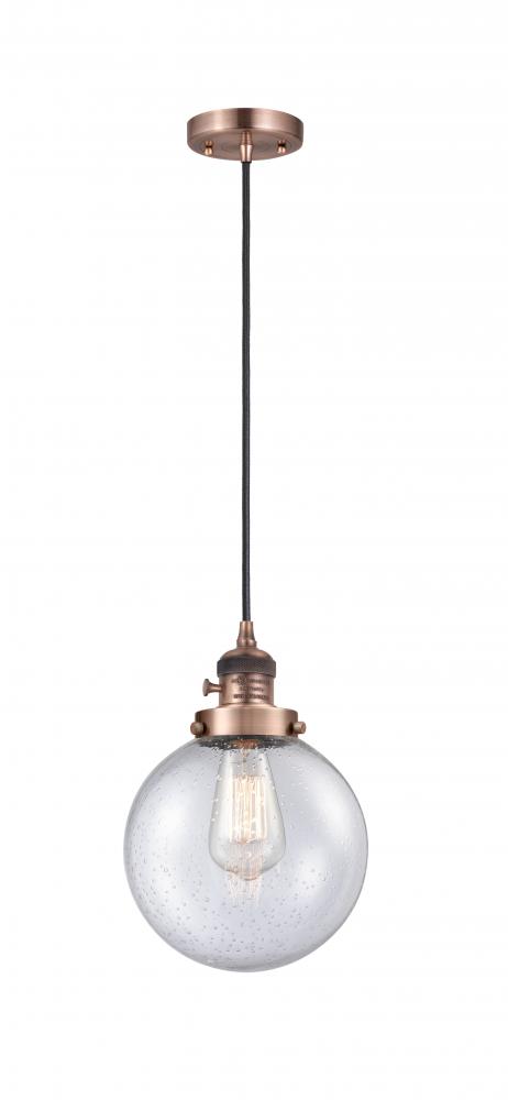 Beacon - 1 Light - 8 inch - Antique Copper - Cord hung - Mini Pendant