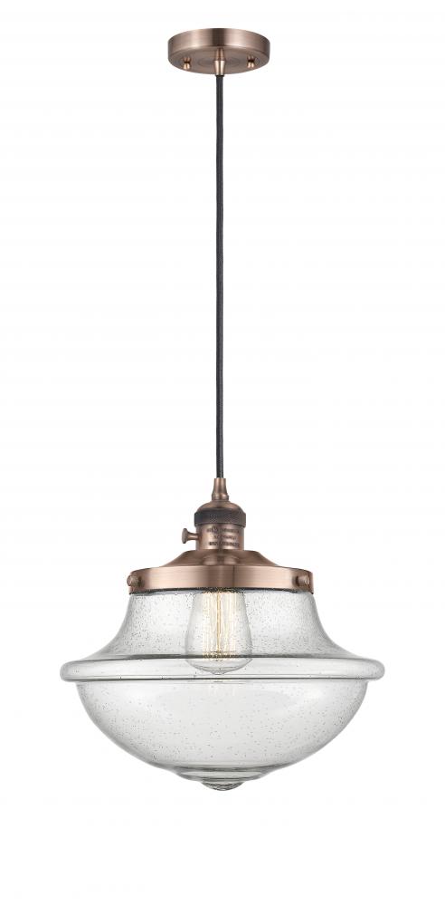 Oxford - 1 Light - 12 inch - Antique Copper - Cord hung - Mini Pendant