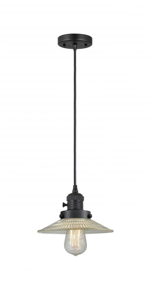 Halophane - 1 Light - 9 inch - Matte Black - Cord hung - Mini Pendant