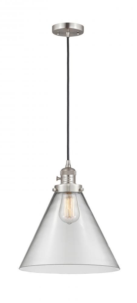 Cone - 1 Light - 12 inch - Brushed Satin Nickel - Cord hung - Mini Pendant