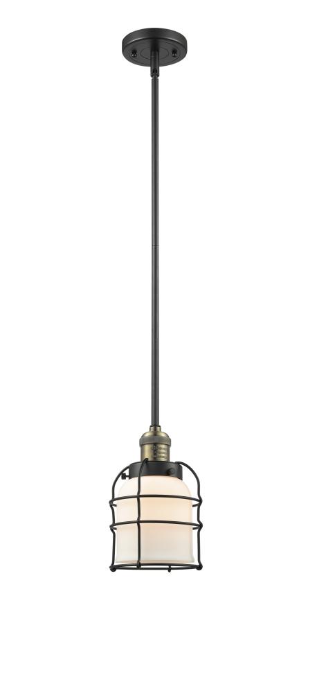 Bell Cage - 1 Light - 6 inch - Black Antique Brass - Stem Hung - Mini Pendant