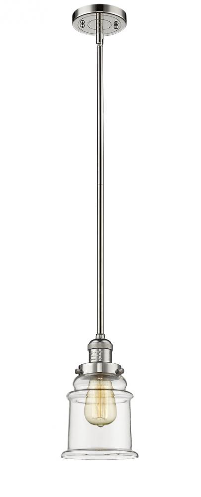 Canton - 1 Light - 7 inch - Polished Nickel - Stem Hung - Mini Pendant