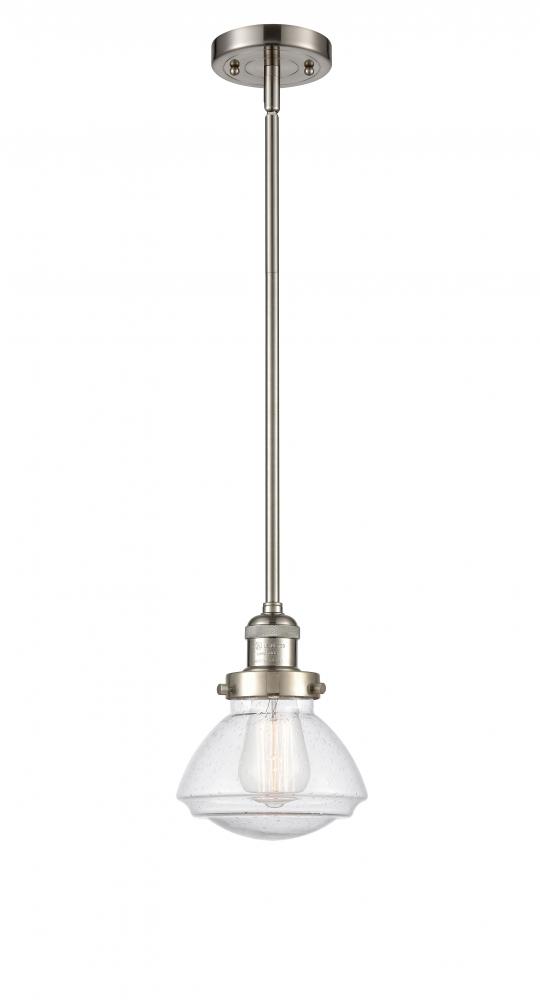 Olean - 1 Light - 7 inch - Brushed Satin Nickel - Stem Hung - Mini Pendant