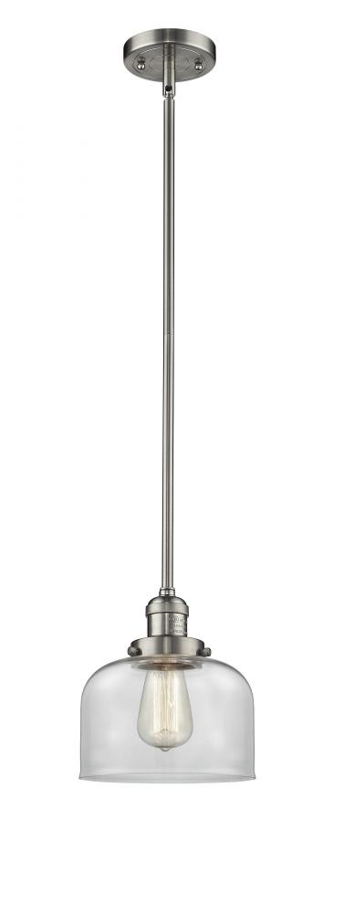 Bell - 1 Light - 8 inch - Brushed Satin Nickel - Stem Hung - Mini Pendant