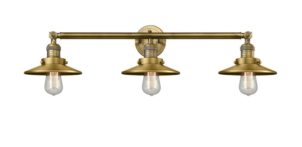 Railroad - 3 Light - 32 inch - Brushed Brass - Bath Vanity Light