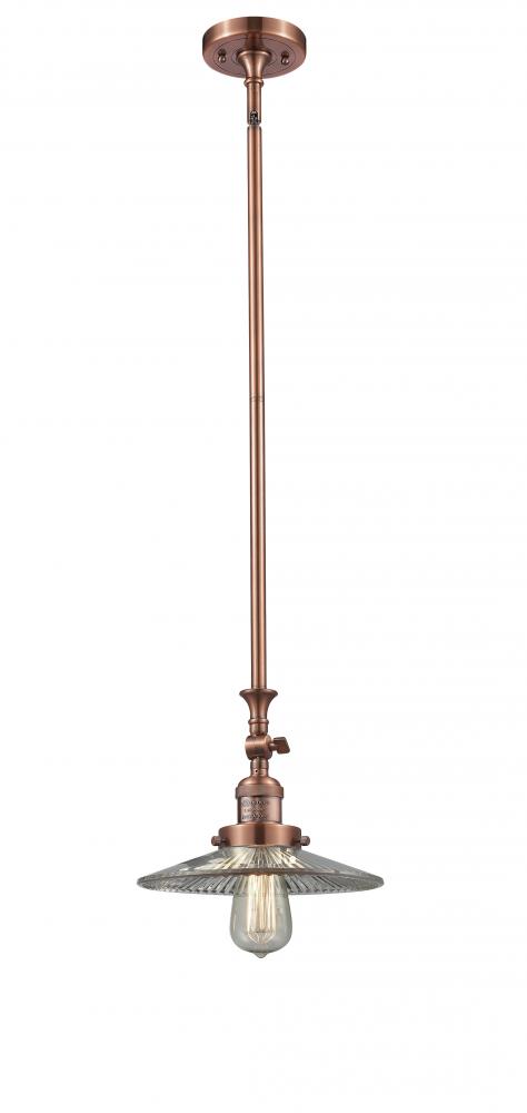 Halophane - 1 Light - 9 inch - Antique Copper - Stem Hung - Mini Pendant