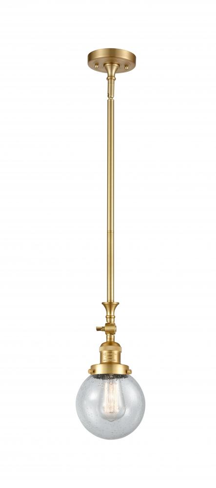 Beacon - 1 Light - 6 inch - Satin Gold - Stem Hung - Mini Pendant