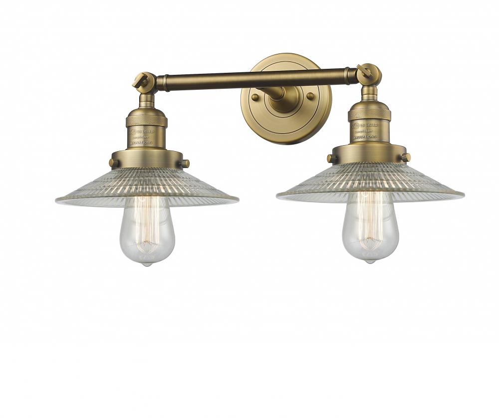 Halophane - 2 Light - 18 inch - Brushed Brass - Bath Vanity Light