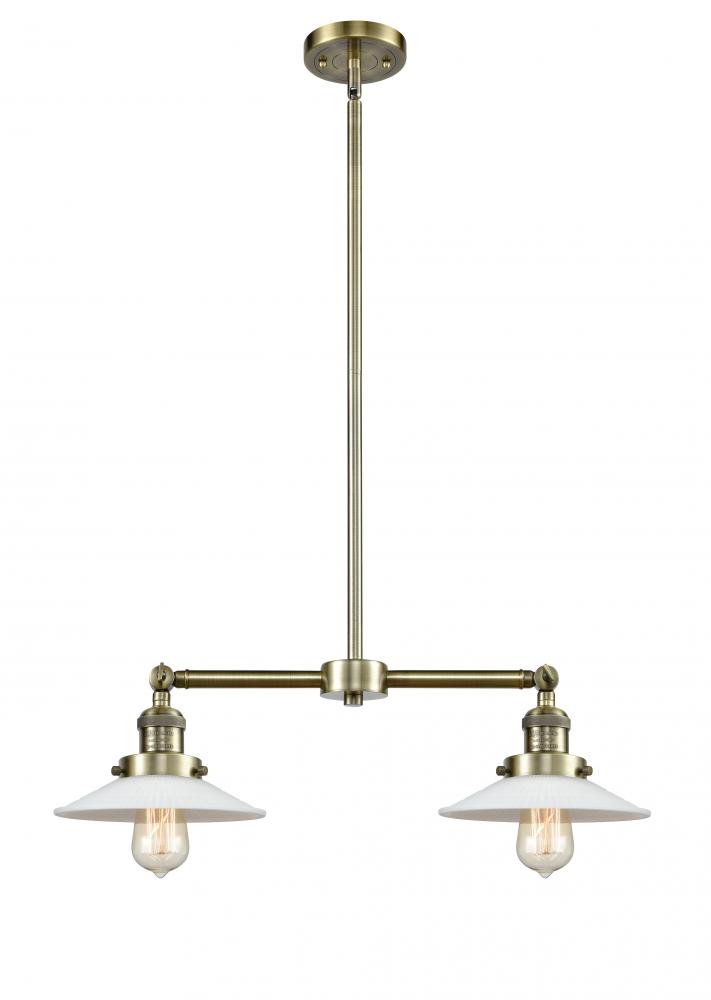 Halophane - 2 Light - 21 inch - Antique Brass - Stem Hung - Island Light